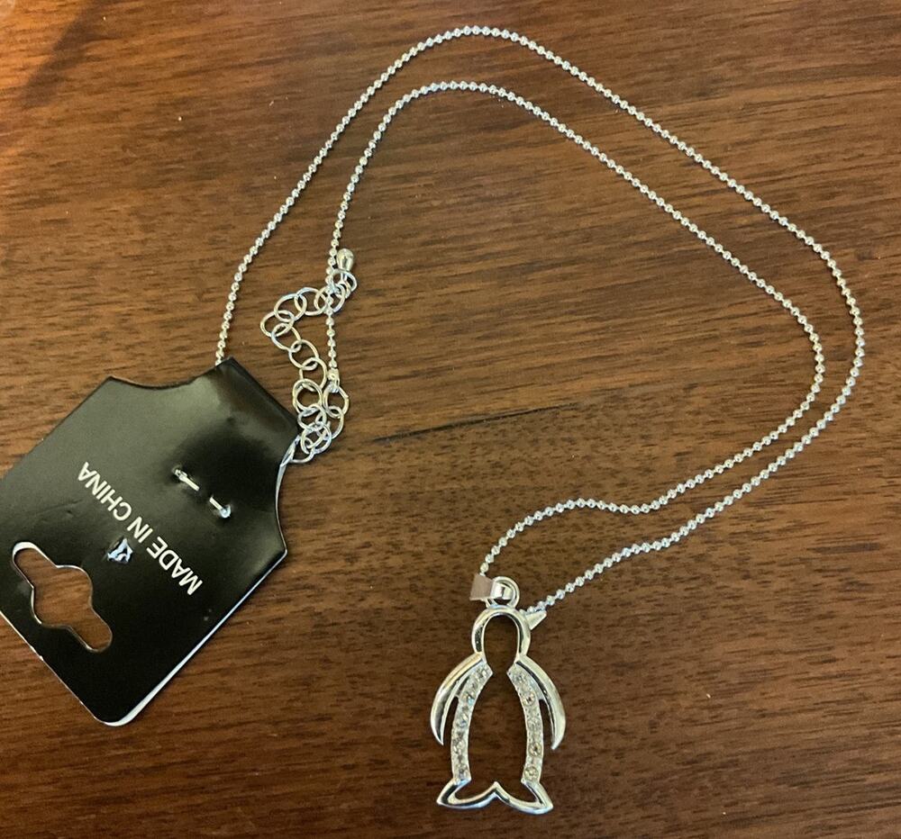 NWT Penguin Necklace Penguin Charm Necklace Silver Chain